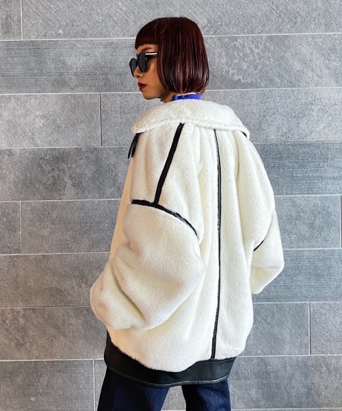 PAGEBOY（ページボーイ）の「エコファーB-３ジャケット（ジャケット/アウター・ホワイト×ブラウン/アイボリー×ブラック/ブラック）」の11枚目の写真