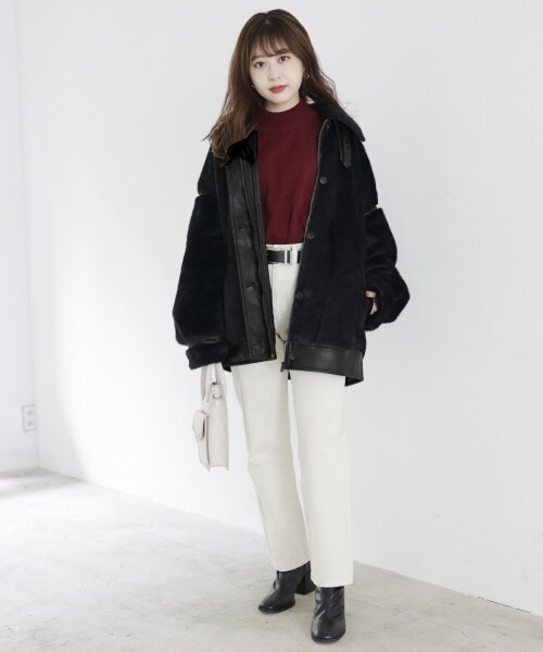 PAGEBOY（ページボーイ）の「エコファーB-３ジャケット（ジャケット/アウター・ホワイト×ブラウン/アイボリー×ブラック/ブラック）」の21枚目の写真