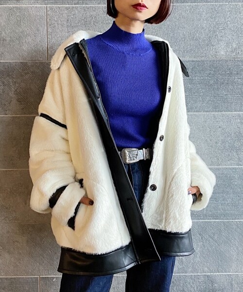 PAGEBOY（ページボーイ）の「エコファーB-３ジャケット（ジャケット/アウター・ホワイト×ブラウン/アイボリー×ブラック/ブラック）」の9枚目の写真