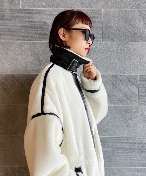 PAGEBOY（ページボーイ）の「エコファーB-３ジャケット（ジャケット/アウター・ホワイト×ブラウン/アイボリー×ブラック/ブラック）」の12枚目の写真