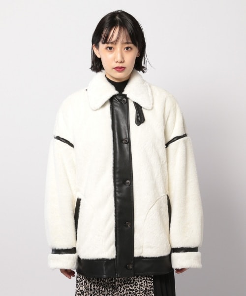 PAGEBOY（ページボーイ）の「エコファーB-３ジャケット（ジャケット/アウター・ホワイト×ブラウン/アイボリー×ブラック/ブラック）」の22枚目の写真