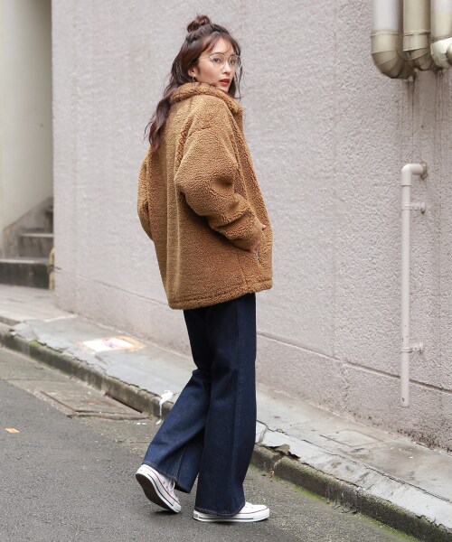 RAGEBLUE（レイジブルー）の「ボアコーチジャケット（ジャケット/アウター・ホワイト/ブラウン）」の8枚目の写真