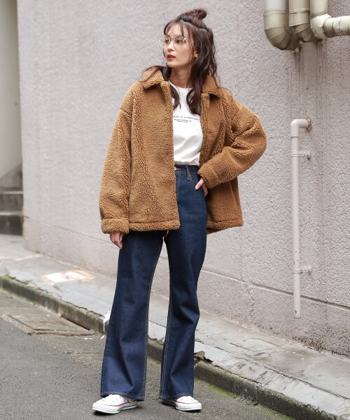 RAGEBLUE（レイジブルー）の「ボアコーチジャケット（ジャケット/アウター・ホワイト/ブラウン）」の7枚目の写真