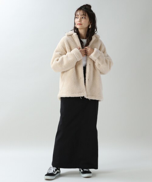 RAGEBLUE（レイジブルー）の「ボアコーチジャケット（ジャケット/アウター・ホワイト/ブラウン）」の6枚目の写真