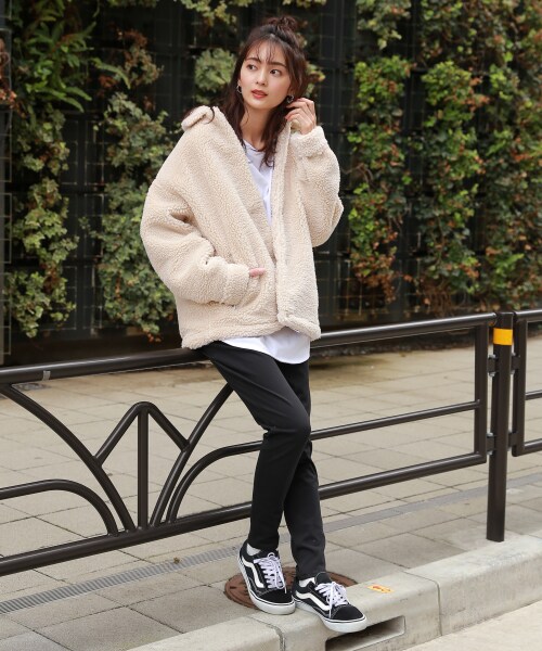 RAGEBLUE（レイジブルー）の「ボアコーチジャケット（ジャケット/アウター・ホワイト/ブラウン）」の3枚目の写真