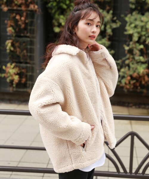 RAGEBLUE（レイジブルー）の「ボアコーチジャケット（ジャケット/アウター・ホワイト/ブラウン）」の9枚目の写真