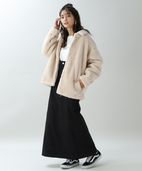 RAGEBLUE（レイジブルー）の「ボアコーチジャケット（ジャケット/アウター・ホワイト/ブラウン）」の5枚目の写真