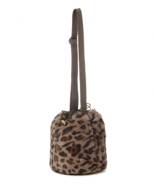 studio CLIP(スタディオクリップ)の「アソートボアファー巾着バッグ(バッグ・レオパード/アイボリー/チェック/ブルー)」の6枚目の写真