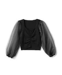 GRL | フロントギャザーシアースリーブニットトップス(ニット/セーター)