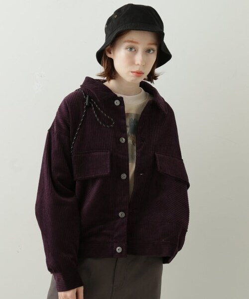 DOUBLE NAME（ダブルネーム）の「BIGポケコーデュロイブルゾン（ジャケット/アウター・レディース・グリーン/ブラウン/パープル/生成・FREE）」の20枚目の写真