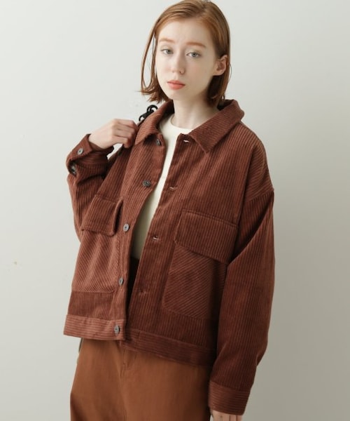 DOUBLE NAME（ダブルネーム）の「BIGポケコーデュロイブルゾン（ジャケット/アウター・レディース・グリーン/ブラウン/パープル/生成・FREE）」の17枚目の写真