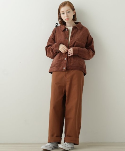 DOUBLE NAME（ダブルネーム）の「BIGポケコーデュロイブルゾン（ジャケット/アウター・レディース・グリーン/ブラウン/パープル/生成・FREE）」の19枚目の写真