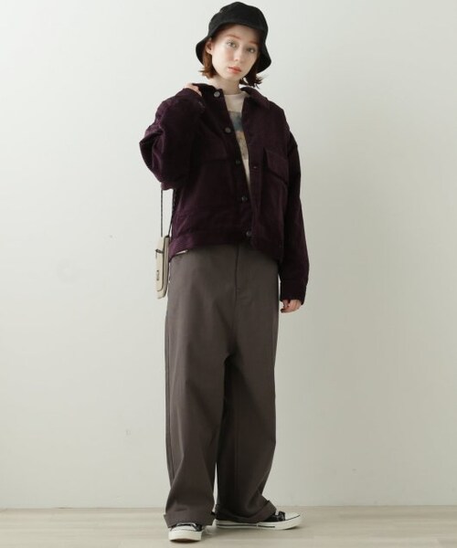 DOUBLE NAME（ダブルネーム）の「BIGポケコーデュロイブルゾン（ジャケット/アウター・レディース・グリーン/ブラウン/パープル/生成・FREE）」の22枚目の写真