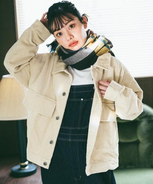 DOUBLE NAME（ダブルネーム）の「BIGポケコーデュロイブルゾン（ジャケット/アウター・レディース・グリーン/ブラウン/パープル/生成・FREE）」の4枚目の写真