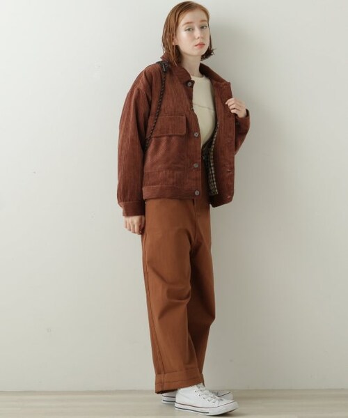 DOUBLE NAME（ダブルネーム）の「BIGポケコーデュロイブルゾン（ジャケット/アウター・レディース・グリーン/ブラウン/パープル/生成・FREE）」の18枚目の写真