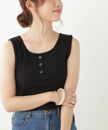 OUTLET（アウトレット）の「リングドットボタンヘンリータンクトップ（アンダーウェア・レディース）」