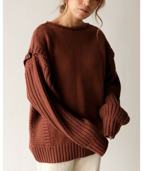 Auntie Rosa Holiday（アンティローザホリデー）の「レイヤードニット（ニット/セーター・レディース・ホワイト/ベージュ/パープル・FREE）」の3枚目の写真