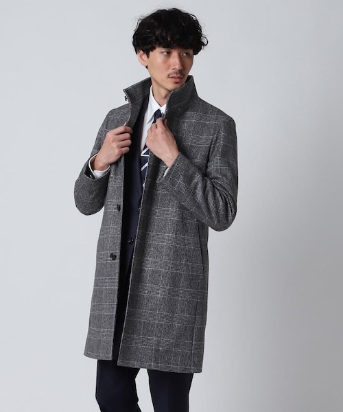 新品　ジャケット　コート　チェック　グレー　KOH.Style 　秋服 TAKEO KIKUCHI（タケオキクチ）の「グレンチェックコート（）」 - WEAR