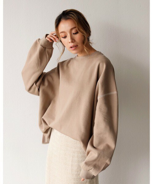 Auntie Rosa Holiday(アンティローザホリデー)の「ステッチルーズトレーナー(スウェット・レディース・ホワイト/グレー/ブラウン/パープル・FREE)」の3枚目の写真