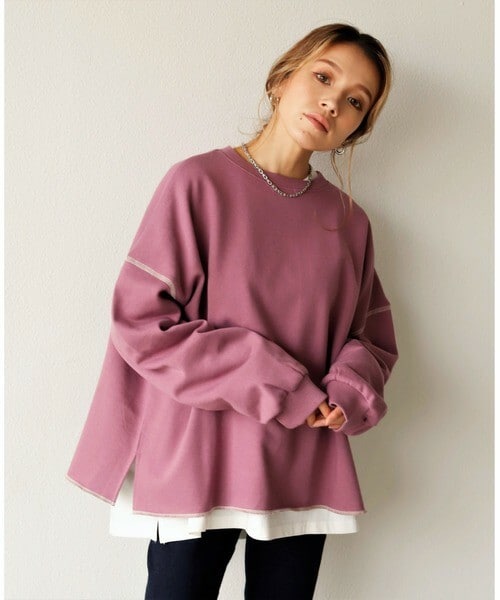 Auntie Rosa Holiday(アンティローザホリデー)の「ステッチルーズトレーナー(スウェット・レディース・ホワイト/グレー/ブラウン/パープル・FREE)」の4枚目の写真