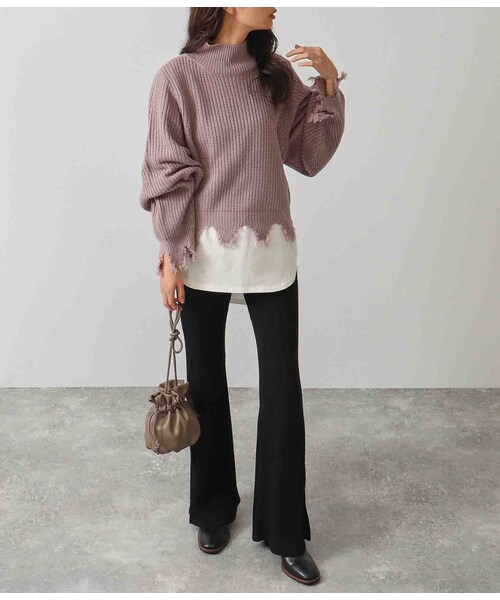 ANAP(アナップ)の「サイドスリットリブフレアパンツ(パンツ・レディース・ネイビー/ブラウン/ブラック・one size / 在庫有り/one size / 売り切れ)」の18枚目の写真