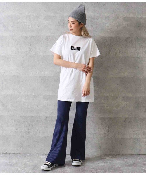 ANAP(アナップ)の「サイドスリットリブフレアパンツ(パンツ・レディース・ネイビー/ブラウン/ブラック・one size / 在庫有り/one size / 売り切れ)」の11枚目の写真