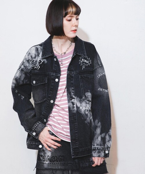 RNA（アールエヌエー）の「J1947 コントラストエフェクトGジャン（ジャケット/アウター・レディース・加工色(インディゴ)/加工色(ブラック)）」の17枚目の写真