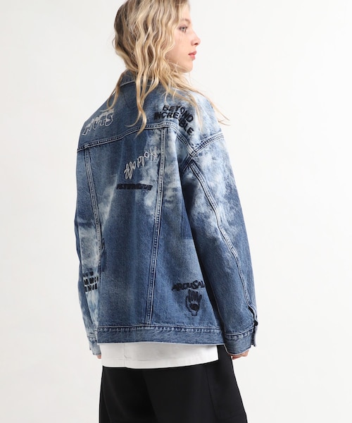 RNA（アールエヌエー）の「J1947 コントラストエフェクトGジャン（ジャケット/アウター・レディース・加工色(インディゴ)/加工色(ブラック)）」の6枚目の写真