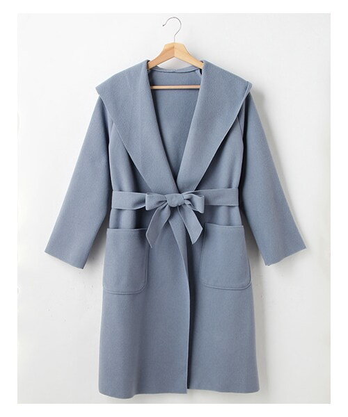 INGNI（イング）の「フードロングBIGコート（ジャケット/アウター・レディース・ﾌﾞﾙｰ/ｳｽﾍﾞｰｼﾞｭ/ﾓｶ・M）」の5枚目の写真