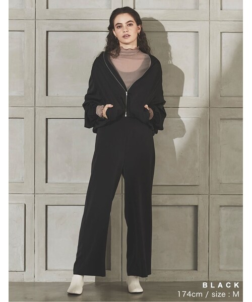 Re:EDIT（リエディ）の「[2020A/W COLLECTION][お家で洗える]マットサテンボリュームスリーブブルゾン（ジャケット/アウター・レディース・ブラック/グレージュ/モカピンク・M/L）」の14枚目の写真