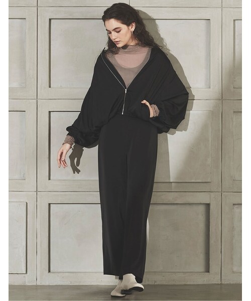 Re:EDIT（リエディ）の「[2020A/W COLLECTION][お家で洗える]マットサテンボリュームスリーブブルゾン（ジャケット/アウター・レディース・ブラック/グレージュ/モカピンク・M/L）」の2枚目の写真