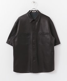 オーラリー新品LAMB LEATHER GATHEREDラムレザー キャミソール AURALEE（オーラリー）の「AURALEE LAMB LEATHER HALF-SLEEVE