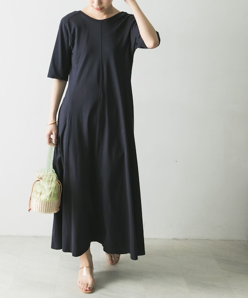 CASA FLINE（カーサフライン）の「CASA FLINE オーガニックコットンカットソーワンピース（その他・レディース・NAVY/BEIGE・FREE）」の5枚目の写真