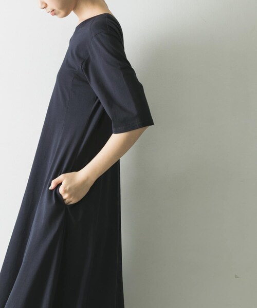 CASA FLINE（カーサフライン）の「CASA FLINE オーガニックコットンカットソーワンピース（その他・レディース・NAVY/BEIGE・FREE）」の4枚目の写真