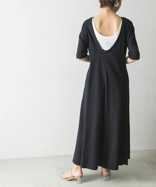 CASA FLINE（カーサフライン）の「CASA FLINE オーガニックコットンカットソーワンピース（その他・レディース・NAVY/BEIGE・FREE）」の6枚目の写真