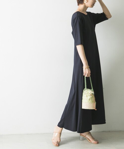 CASA FLINE（カーサフライン）の「CASA FLINE オーガニックコットンカットソーワンピース（その他・レディース・NAVY/BEIGE・FREE）」の2枚目の写真