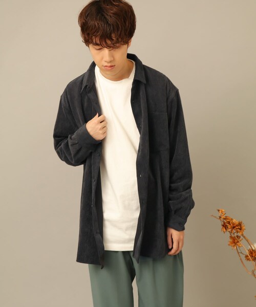 SENSE OF PLACE by URBAN RESEARCH（センスオブプレイスバイアーバンリサーチ）の「コーデュロイレギュラーカラーシャツ（その他・メンズ・GREEN/BLACK/CHARCOAL/GREIGE/BLUE/MINT/BROWN/PINK・S/M/L）」の14枚目の写真