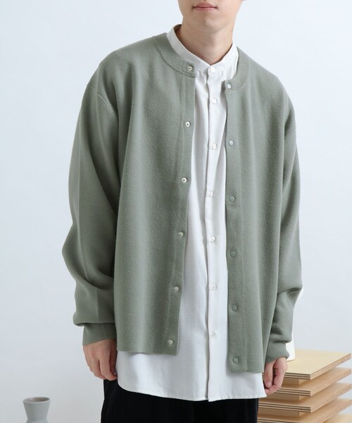 SENSE OF PLACE by URBAN RESEARCH（センスオブプレイスバイアーバンリサーチ）の「ミラノリブクルーネックカーディガン（その他・メンズ・MINT/BLACK/GREIGE・M/L）」の2枚目の写真