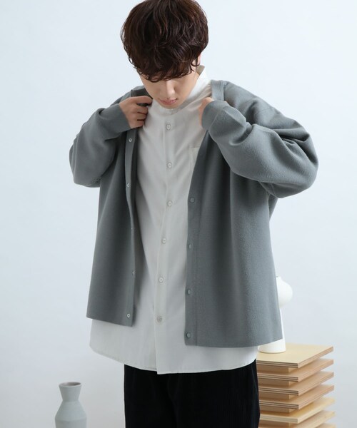 SENSE OF PLACE by URBAN RESEARCH（センスオブプレイスバイアーバンリサーチ）の「ミラノリブクルーネックカーディガン（その他・メンズ・MINT/BLACK/GREIGE・M/L）」の4枚目の写真