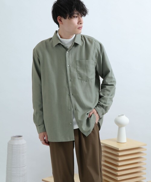 SENSE OF PLACE by URBAN RESEARCH（センスオブプレイスバイアーバンリサーチ）の「レギュラーカラーネルシャツ（その他・メンズ・BEIGE/CHARCOAL/MINT/CHECK A・S/M/L）」の12枚目の写真