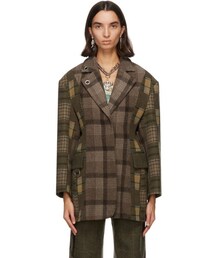 Rave Review Green Wool Deadstock Check Coat