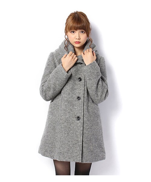 PAGEBOY（ページボーイ）の「【PAGEBOY】ビッグフード起毛コート（ジャケット/アウター・レディース・グレー系/ピンクベージュ/ブルー/ダークグリーン）」の13枚目の写真