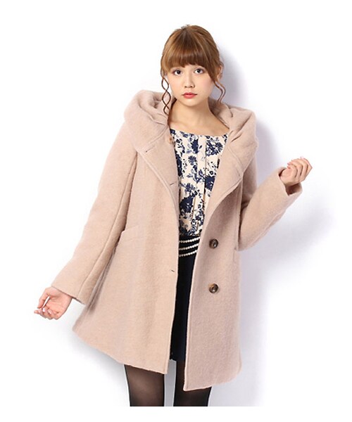 PAGEBOY（ページボーイ）の「【PAGEBOY】ビッグフード起毛コート（ジャケット/アウター・レディース・グレー系/ピンクベージュ/ブルー/ダークグリーン）」の4枚目の写真