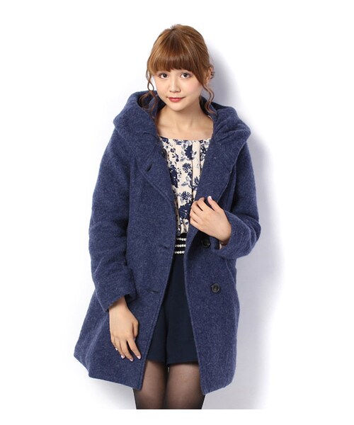 PAGEBOY（ページボーイ）の「【PAGEBOY】ビッグフード起毛コート（ジャケット/アウター・レディース・グレー系/ピンクベージュ/ブルー/ダークグリーン）」の3枚目の写真