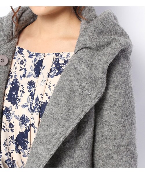 PAGEBOY（ページボーイ）の「【PAGEBOY】ビッグフード起毛コート（ジャケット/アウター・レディース・グレー系/ピンクベージュ/ブルー/ダークグリーン）」の8枚目の写真