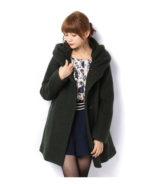 PAGEBOY（ページボーイ）の「【PAGEBOY】ビッグフード起毛コート（ジャケット/アウター・レディース・グレー系/ピンクベージュ/ブルー/ダークグリーン）」の2枚目の写真