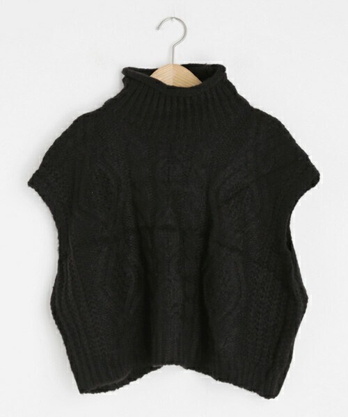 DHOLIC（ディーホリック）の「ハイネックケーブルニットベスト（ベスト・レディース・ホワイト/ブラック/ベージュ・FREE）」の2枚目の写真