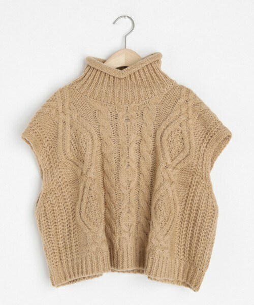 DHOLIC（ディーホリック）の「ハイネックケーブルニットベスト（ベスト・レディース・ホワイト/ブラック/ベージュ・FREE）」の3枚目の写真