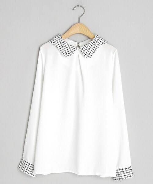 DHOLIC（ディーホリック）の「ツイードカラーブラウス（シャツ/ブラウス・レディース・ブラック/ホワイト・FREE）」の2枚目の写真