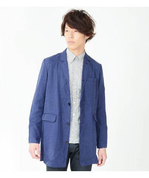 KATHARINE HAMNETT LONDON (キャサリンハムネットロンドン)の「TENCEL LONG JACKET(ジャケット/アウター・メンズ・ブラック/ブルー・M/L/AL)」の1枚目の写真